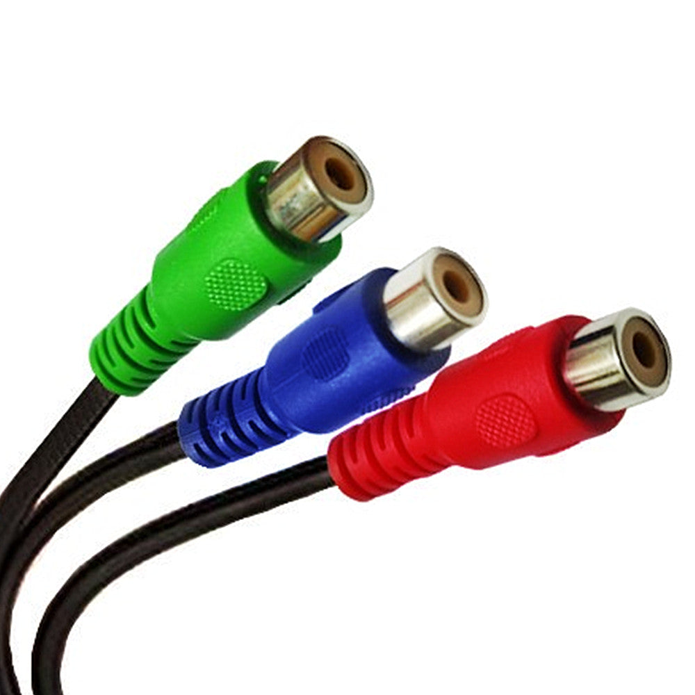 Red green and blue RCA female component connectors on the adapter cable