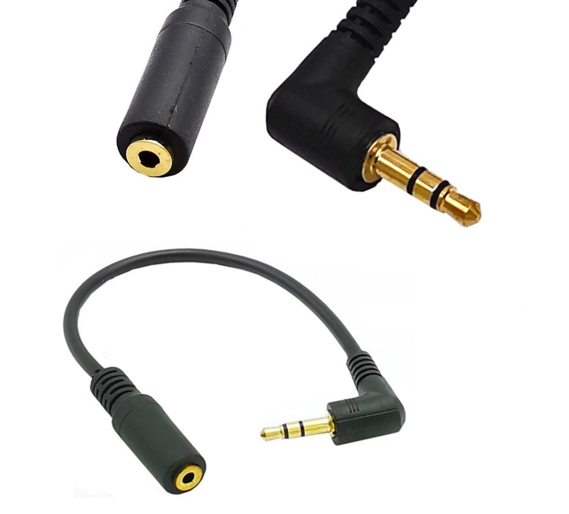 3.5mm 3 Pole Male to 2.5mm 3 Pole Female Stereo Audio Adapter Cable 0.2m