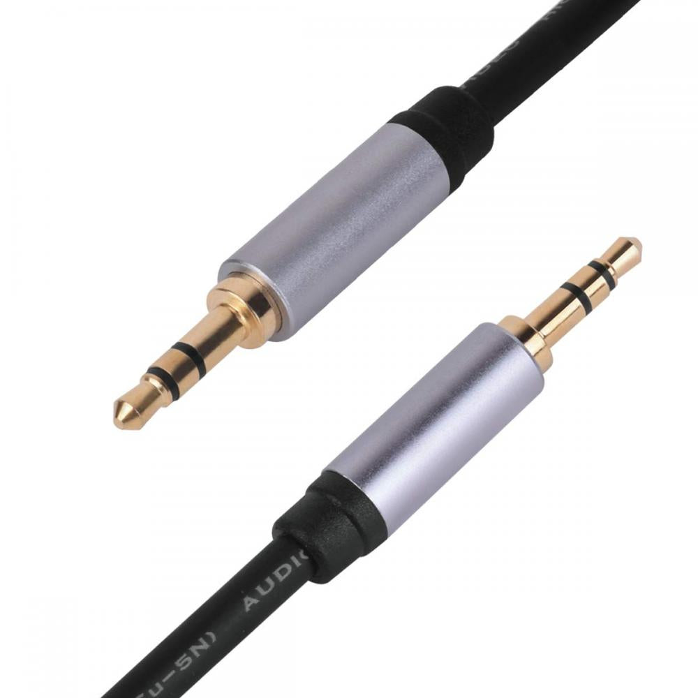 3.5mm 3 Pole Jack Male to Male Stereo Braided Auxiliary Aux Audio Cable 1.8m