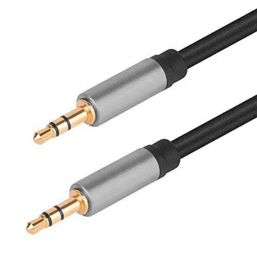 3.5mm 3 Pole Jack Male to Male Stereo Braided Auxiliary Aux Audio Cable 1.8m