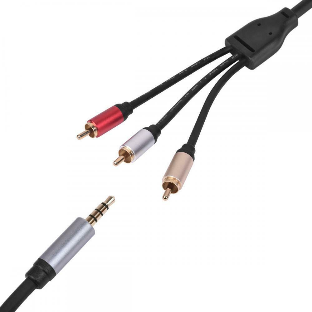 3.5mm Jack to 3 x RCA Stereo Audio Video AUX Cable 1.8m