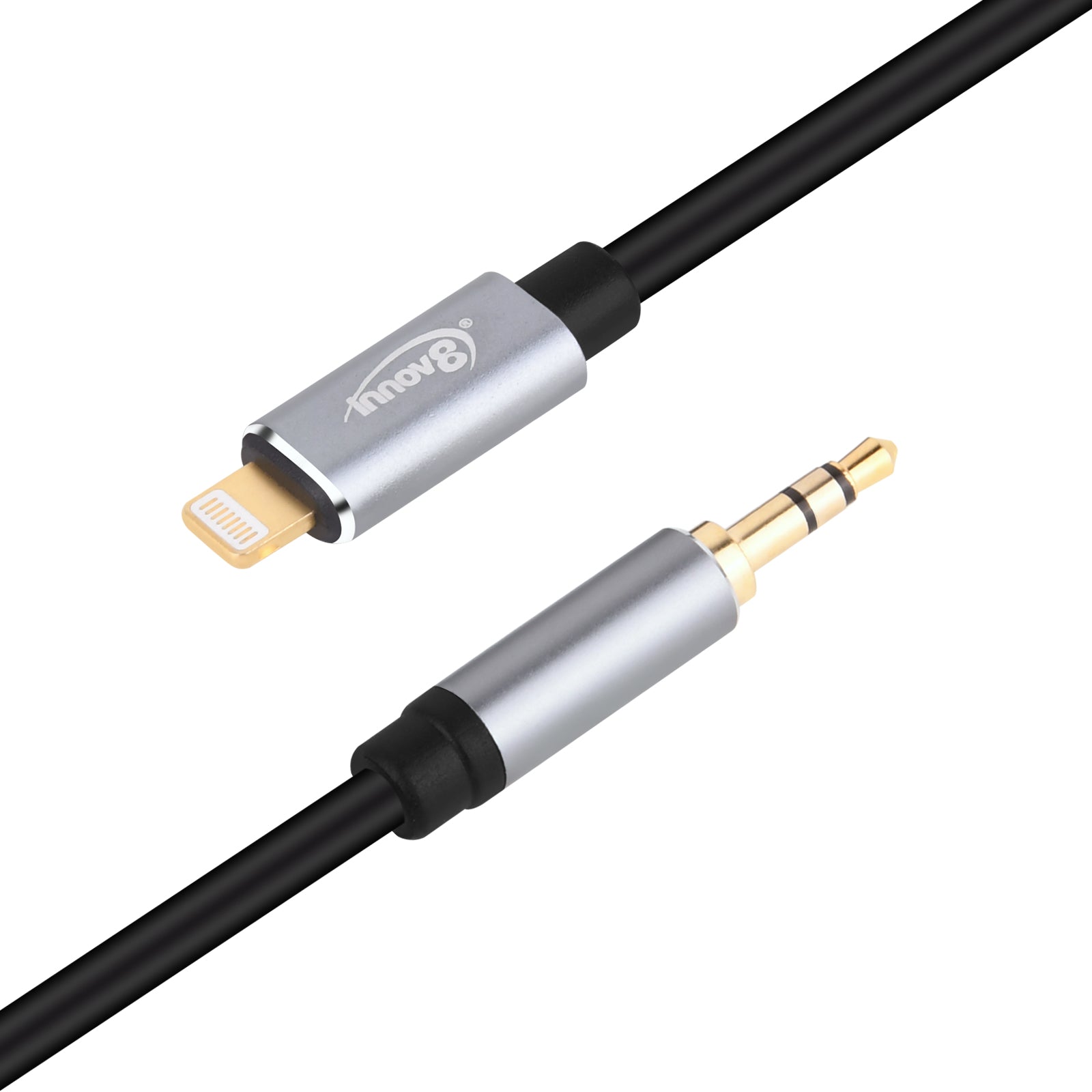 3.5mm to Lightning car AUX audio cable close-up
