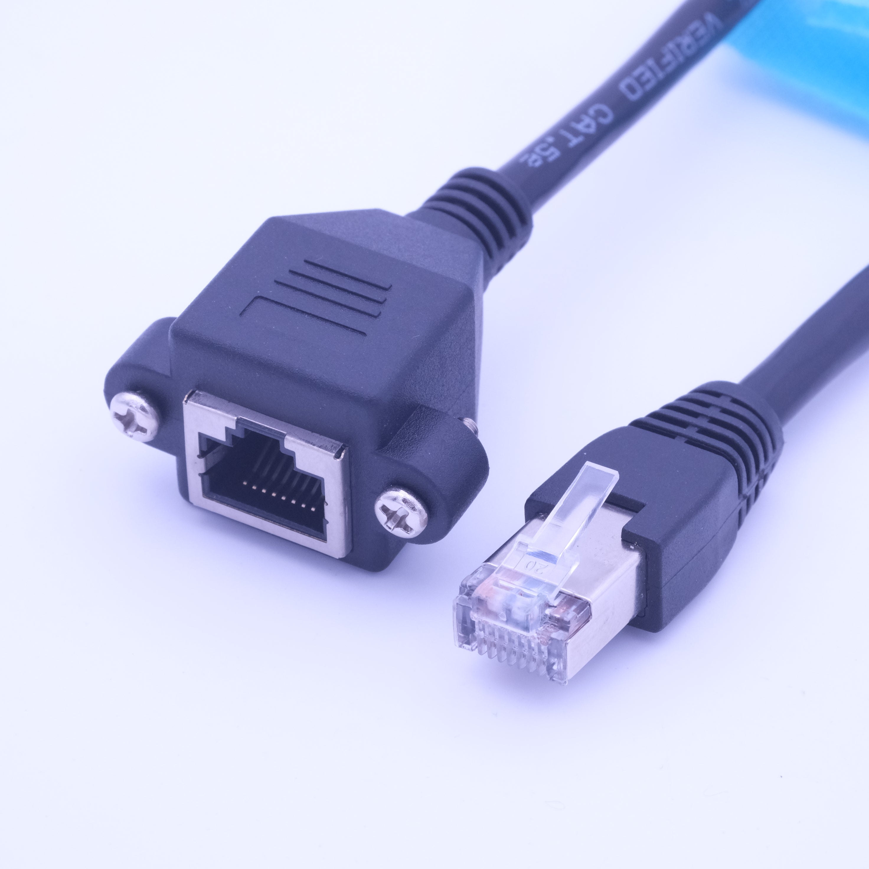 RJ45 Male to Female Panel Mount Ethernet Extension Cable Cat 5E/5 Cat 6