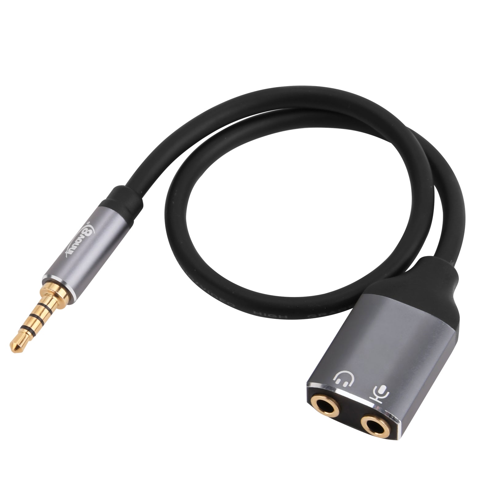 3.5mm Jack 4-Pole Microphone Headphone Audio Splitter Cable 0.3m