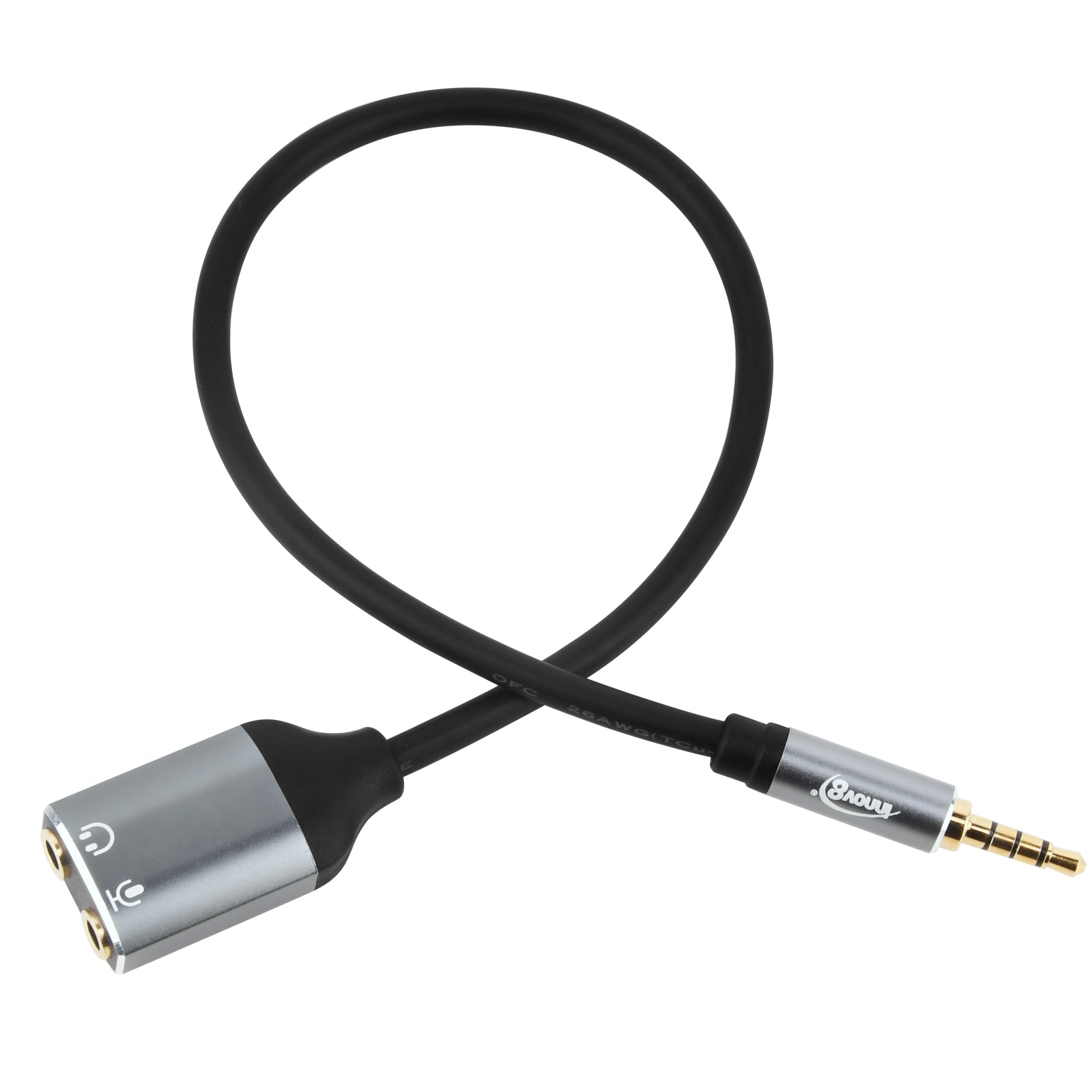 3.5mm Jack 4-Pole Microphone Headphone Audio Splitter Cable 0.3m
