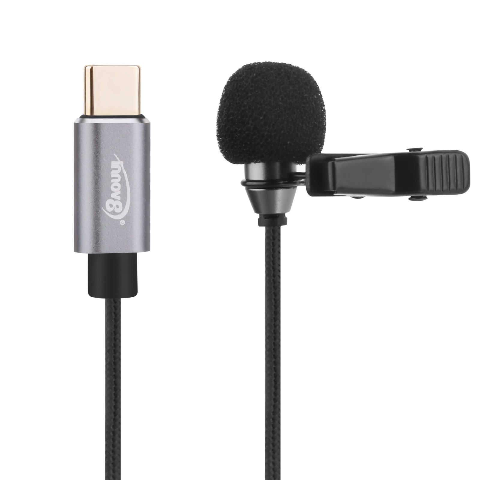 USB-C Lavalier Condenser Microphone for Audio Recording with Mini Clip 2M