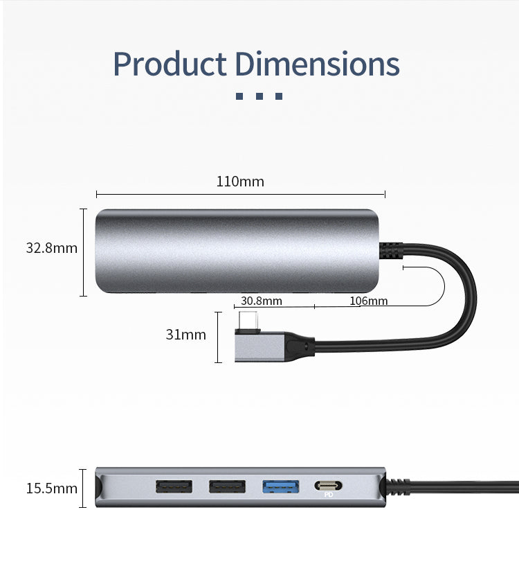 USB-C hub supporting up to 100W USB Power Delivery pass-through charging