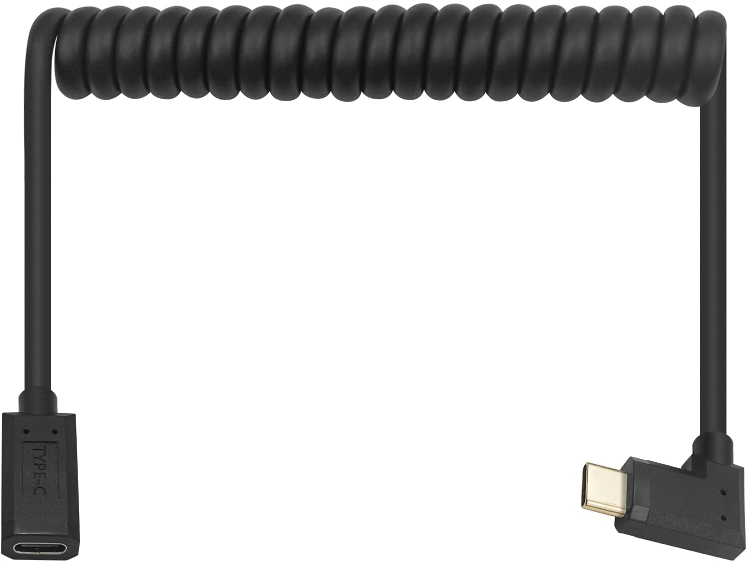 USB-C Male to Female Coiled Extension Cable (Right / Left Angle)