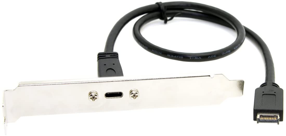 USB 3.1 Type-C Female Panel Mount to USB Type E 20 Pin 10Gbps 0.5m