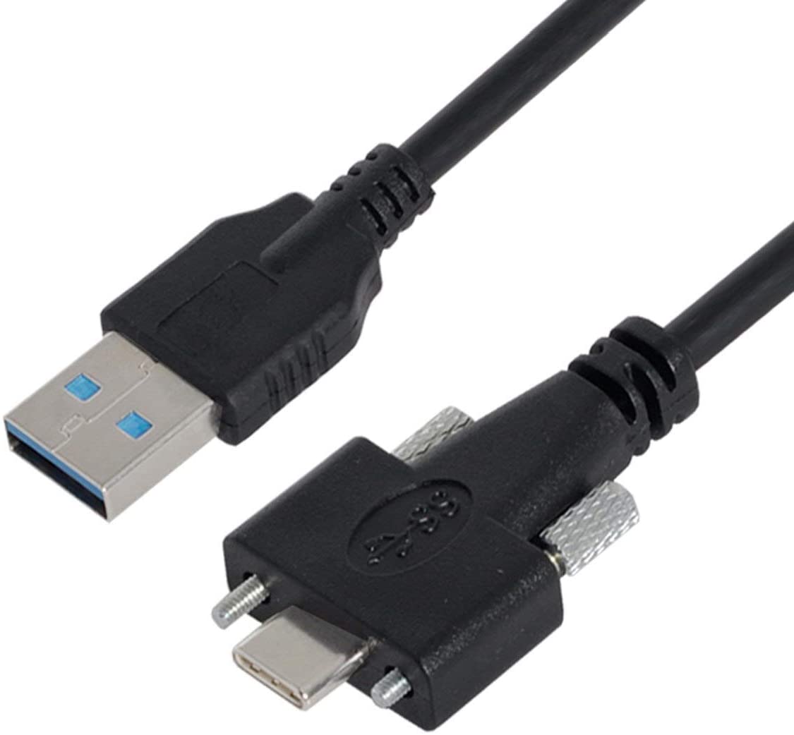 USB 3.0 A Male to USB C Dual Screw Locking Panel Mount Data Charge Cable 1.2m / 2m /3m