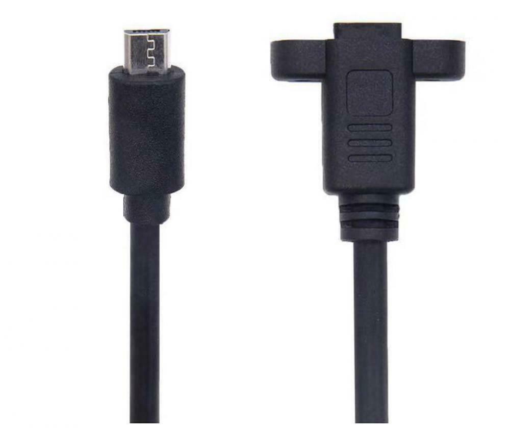 Micro-B USB 5 Pin Male to Female Panel Mount Extension Cable