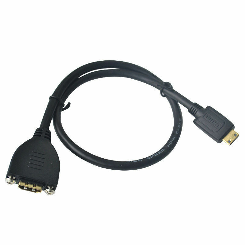 Mini HDMI Male to HDMI Female Panel Mount Extension Cable 0.5m