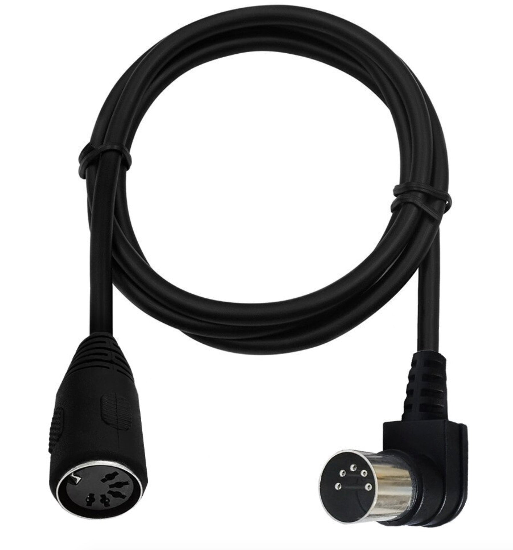A black 5-Pin Din MIDI Male to Female Audio Adapter Extension Cable.