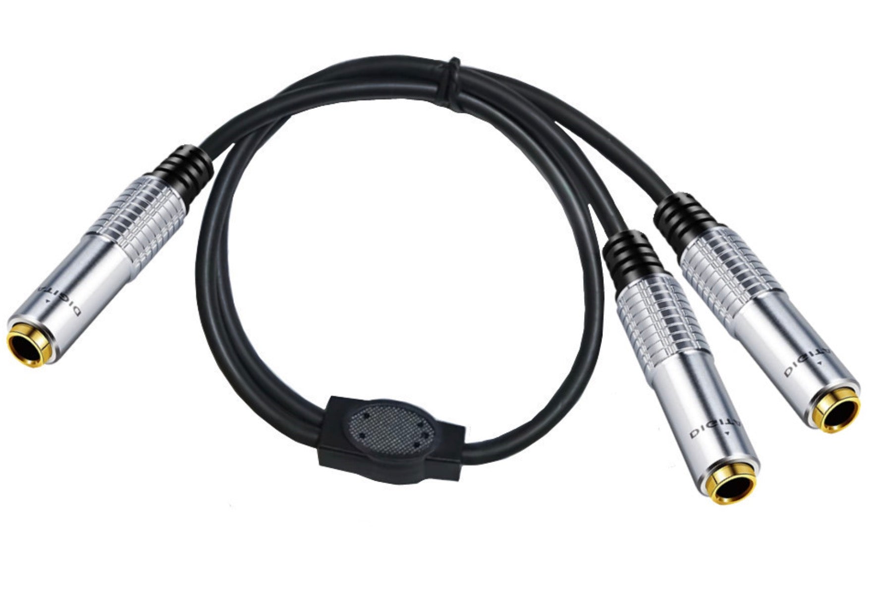6.35mm female to dual 6.35mm female stereo audio splitter cable