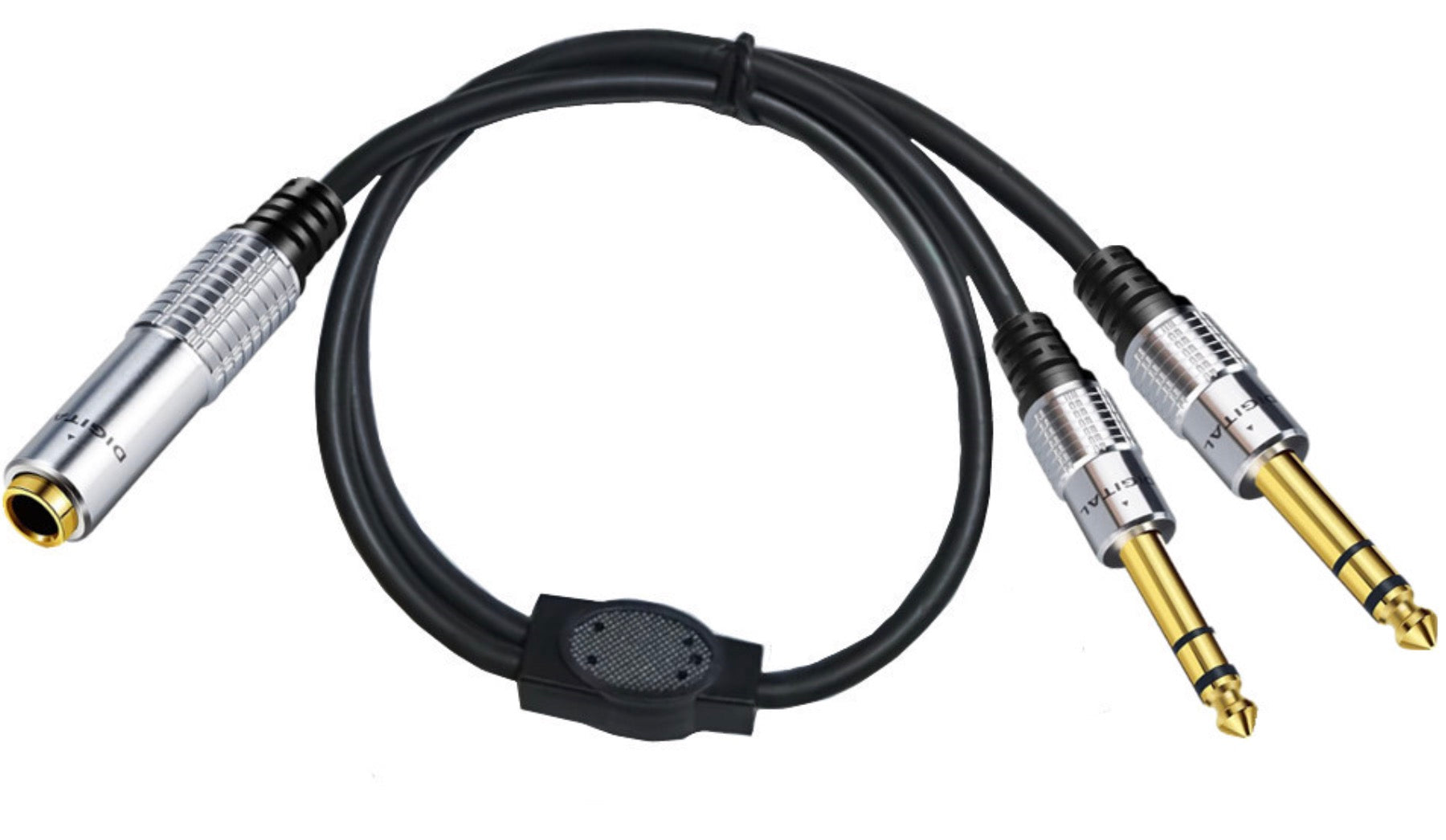 6.35mm trs female to dual 6.35mm trs male stereo splitter cable