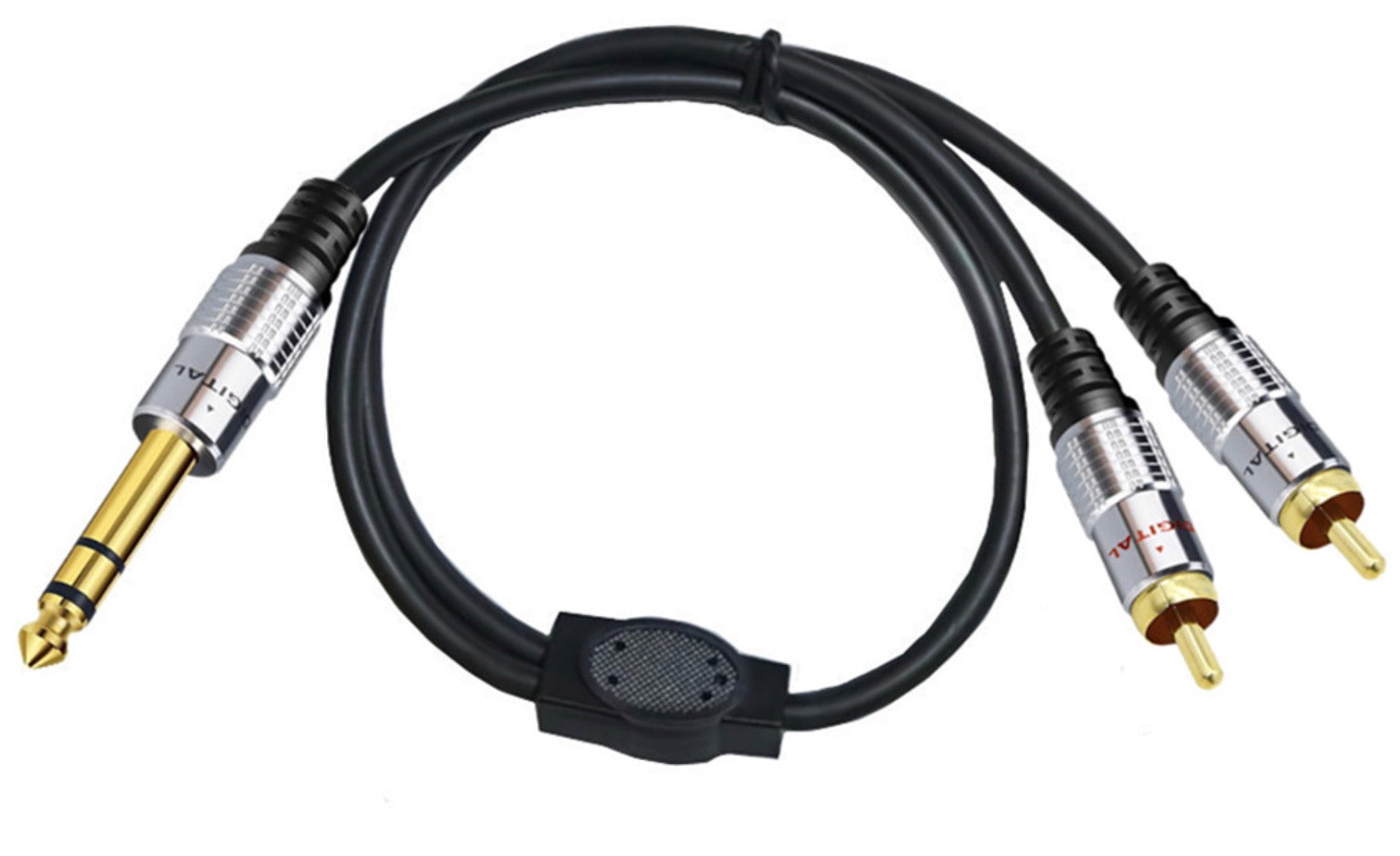 6.35mm TRS male to dual RCA male stereo audio splitter cable