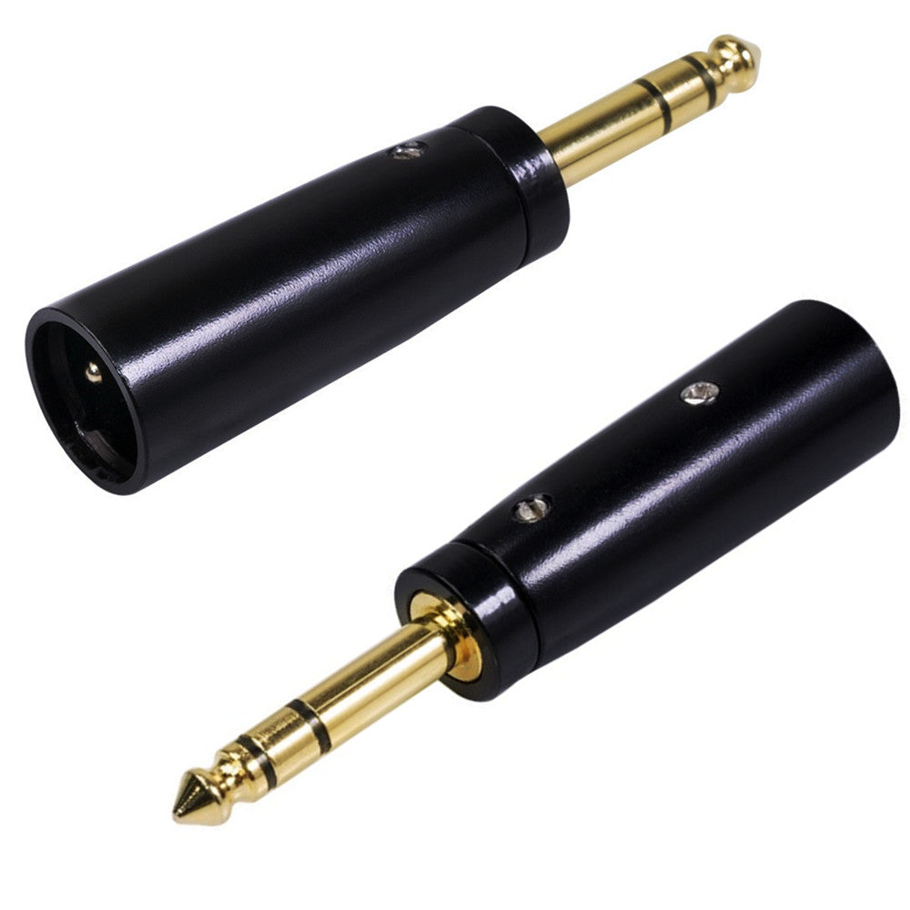 Close-up of the 6.35mm TRS male connector on the balanced audio adapter