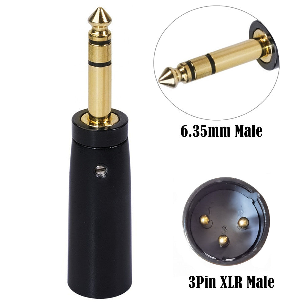 Side profile of 6.35mm TRS male to XLR male audio adapter