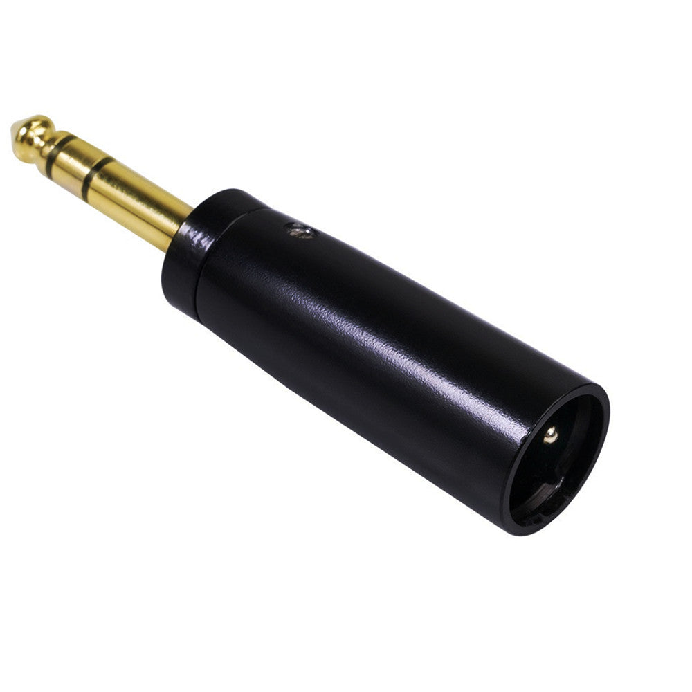 Close-up of the XLR 3-pin male connector on the audio adapter
