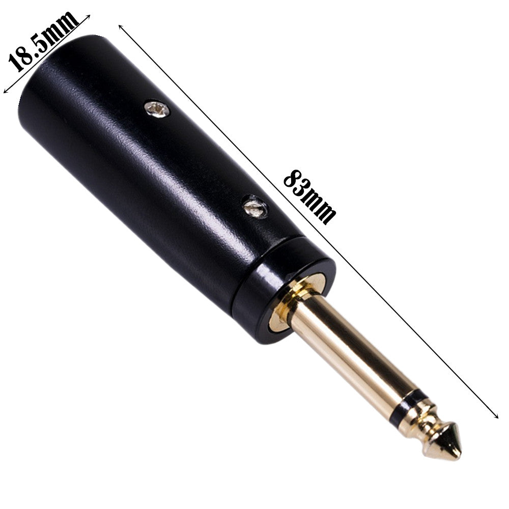 Side profile of the 6.35mm TS mono male to XLR male adapter