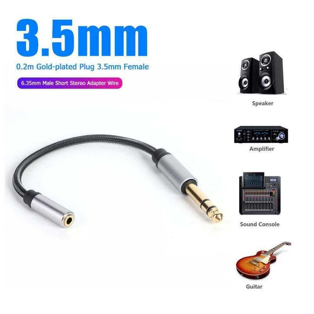 6.35mm 1/4 Male to 3.5mm Female Jack TRS Headphone Audio Cable 0.25m