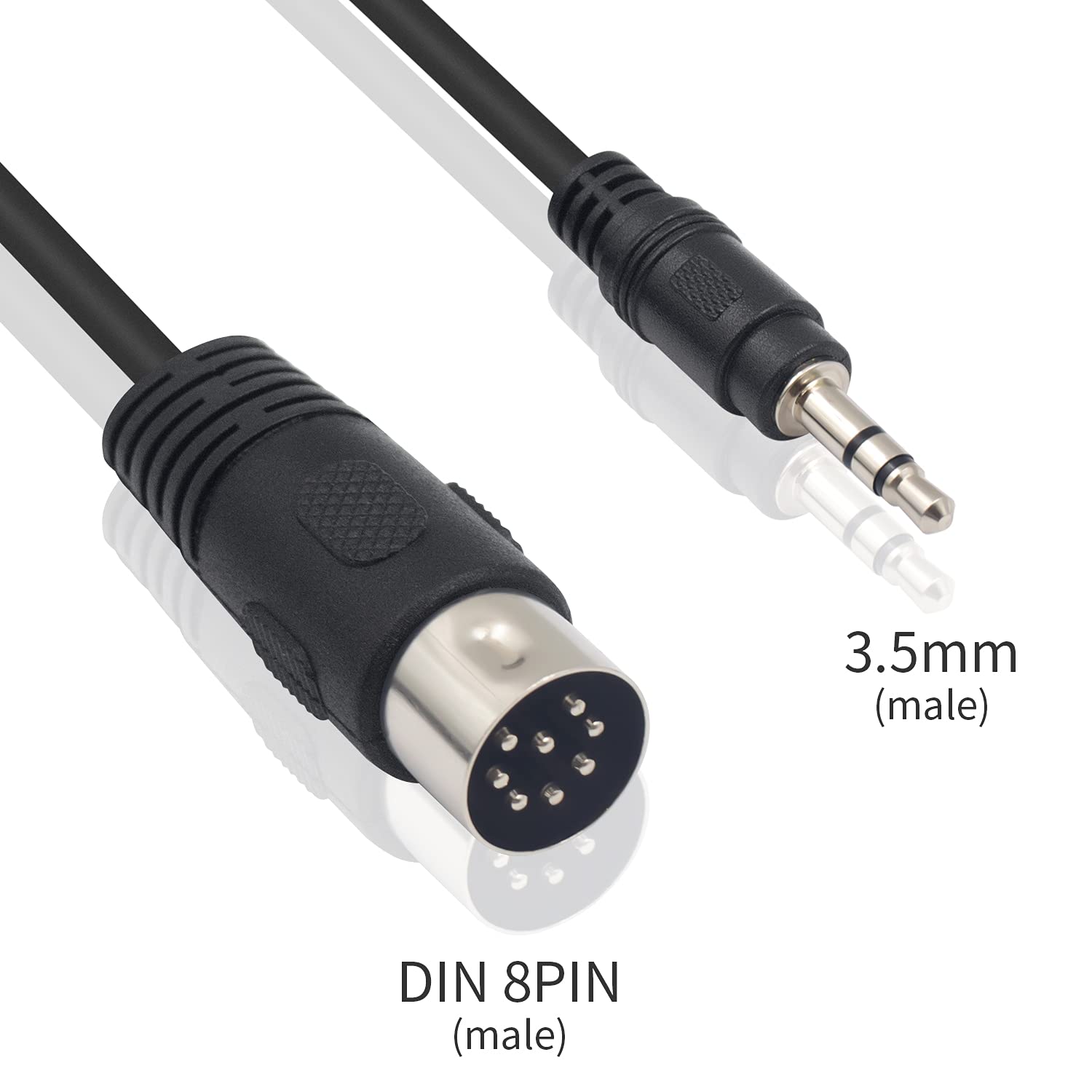 8-Pin Din Male to 3.5mm Speaker Audio Cable for Music and Video Systems