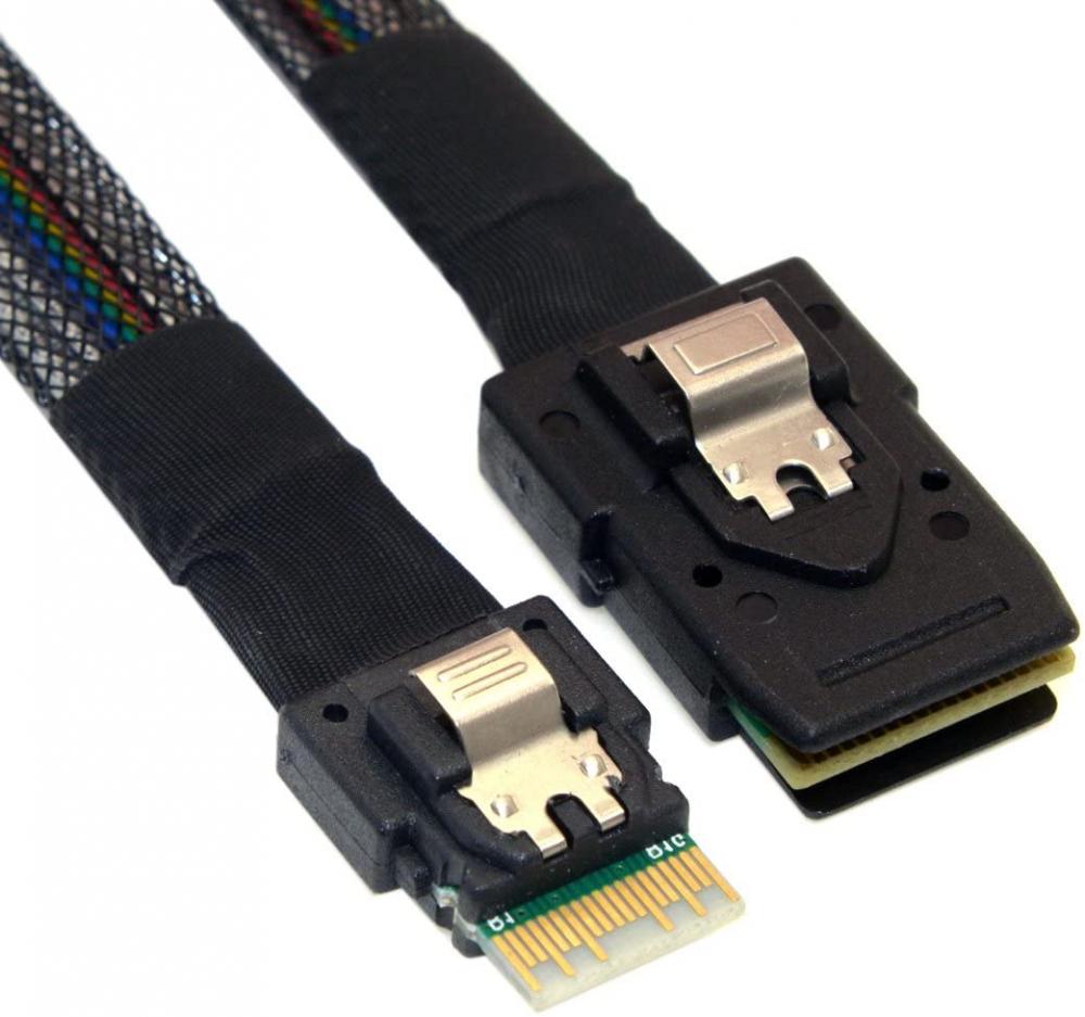 Slim SAS 4.0 SFF-8654 4i 38 Pin Host to Mini SAS 4i SFF-8087 36 Pin Cable 0.5m