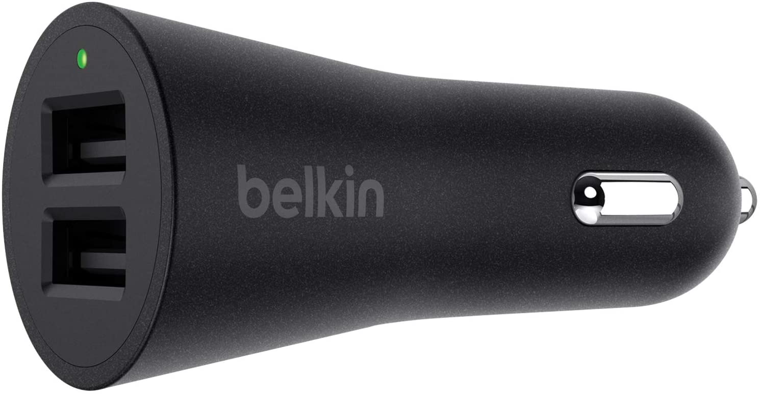 Belkin Boost-Up 2-Port Fast Charging 2 x 2.4 A/24 W Universal USB-A Car Charger, Black
