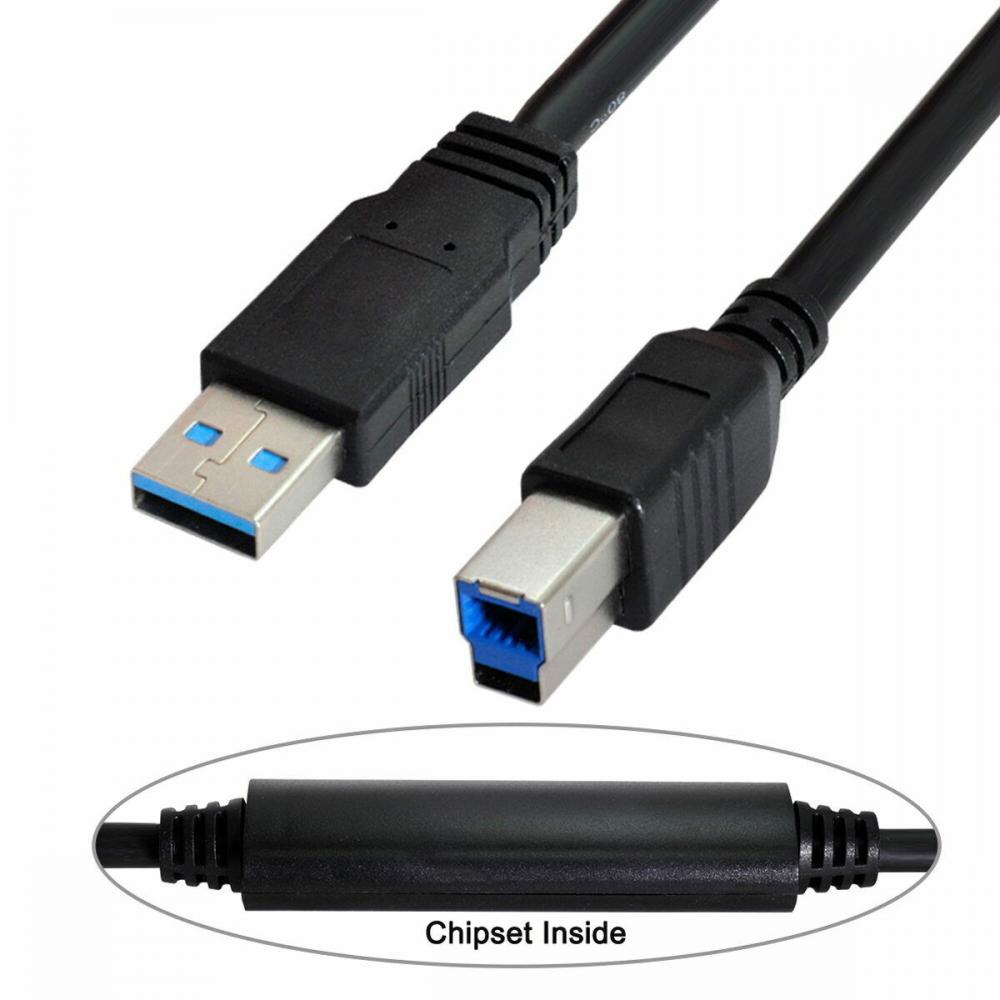 USB-A 3.0 Male to USB-B 3.0 Male Chipset Repeater Data Charging Cable 8m