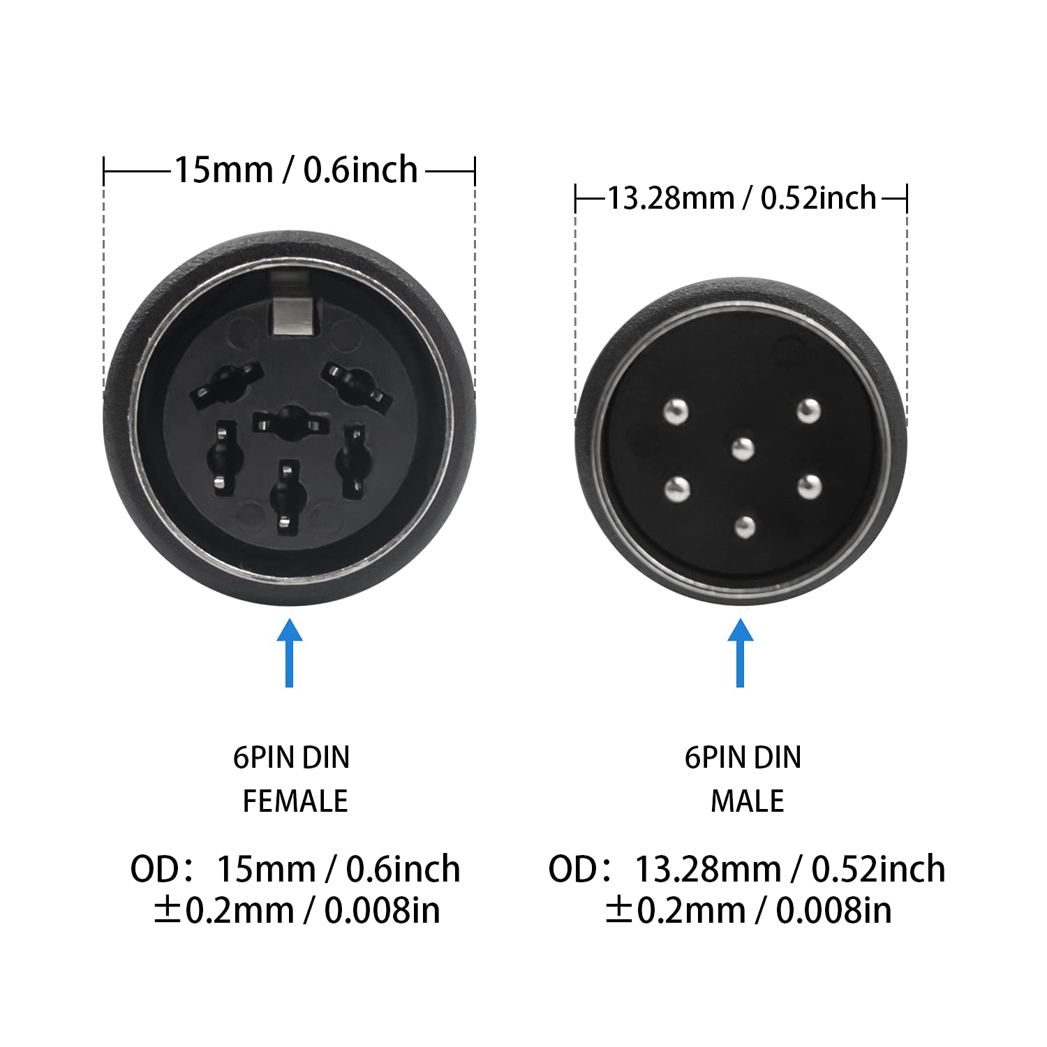 6-Pin Din Male to Female Audio Adapter Cable