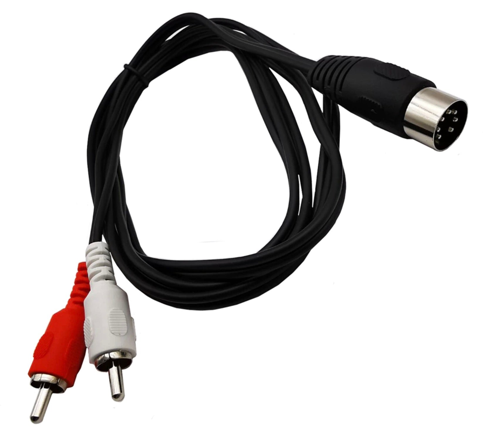 Flexible 7 Pin DIN to dual RCA phono audio cable for Hi-Fi audio connections