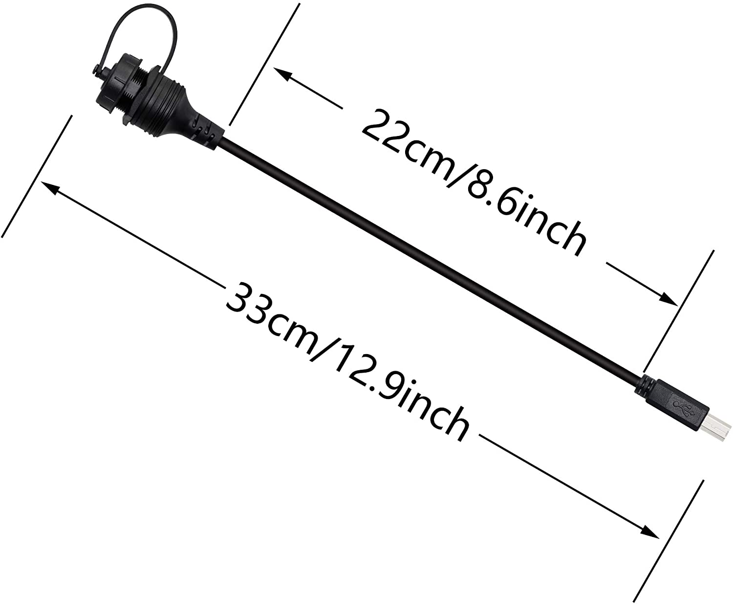 USB-B 2.0 Printer Scanner Male to Female Car Dash Flush Mount Extension Cable