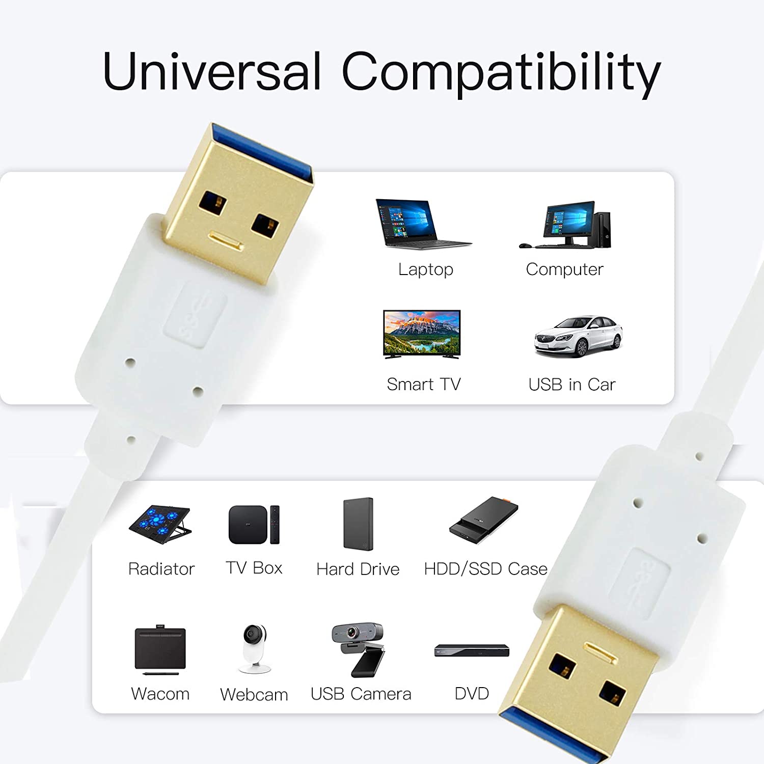 Ultra Slim USB 3.0 Type-A Male to Male Data Cable 1m