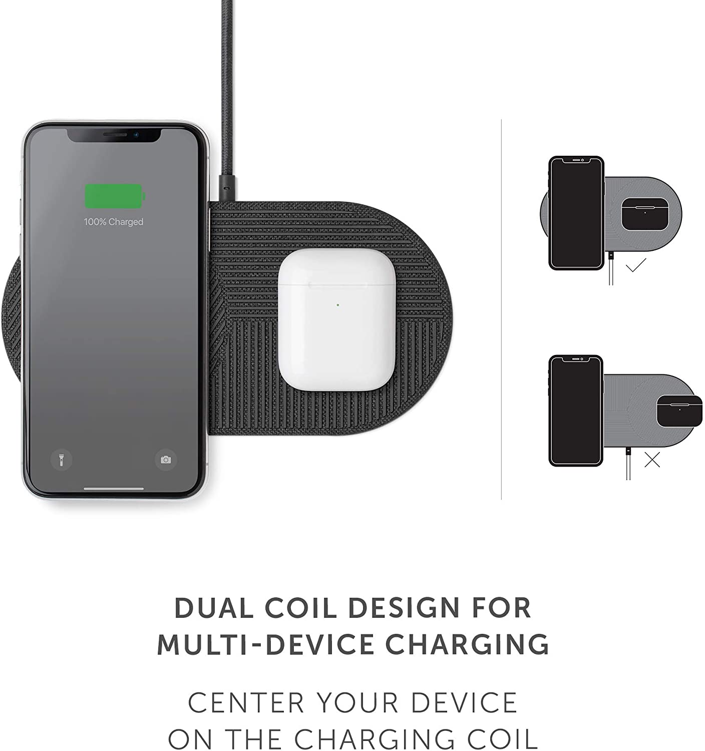 Native Union Drop XL Wireless Charger – 10W Multi-Device Fast Charging Pad compatible with iPhone & Qi Compatible Devices