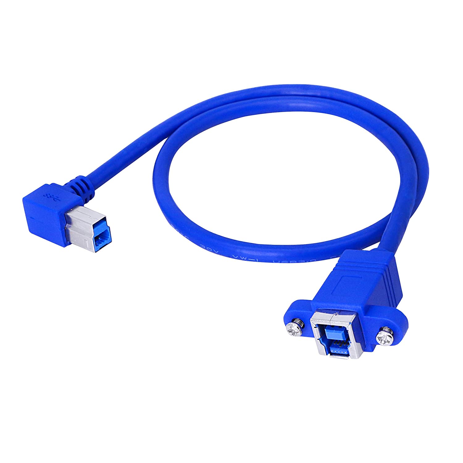 USB 3.0 Type B Angled Male to Female Printer Extension Cable with Panel Mount 50cm