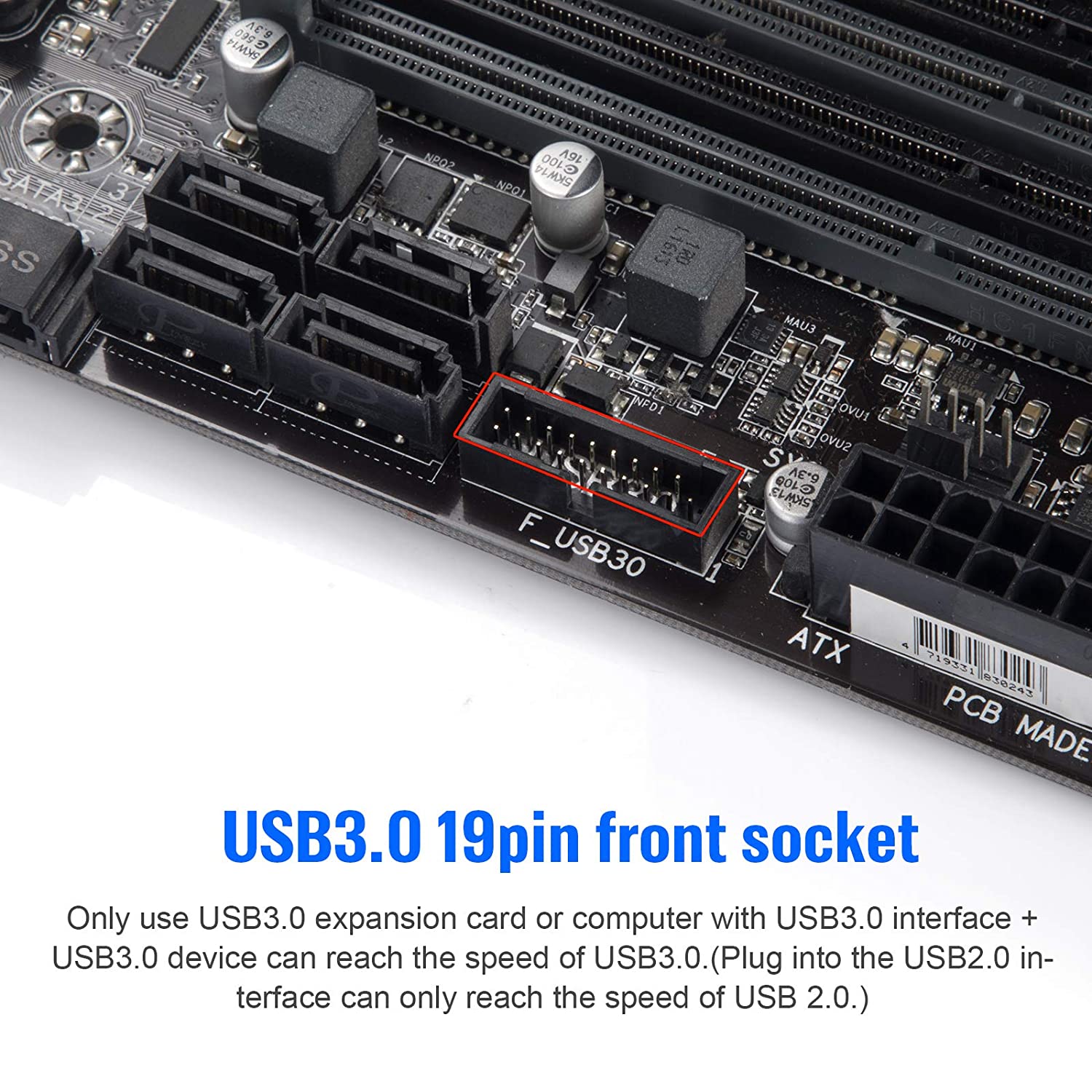 Motherboard 19 Pin Header to Dual USB 3.0 A Female Panel Mount Connector Extension Cable