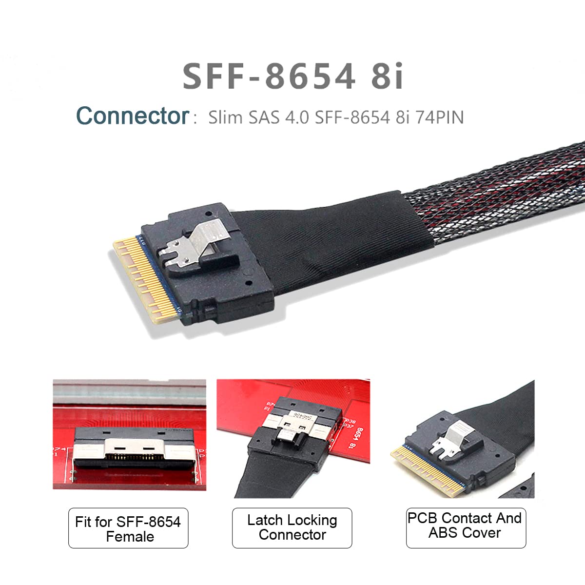 PCI-E Ultraport Slimline SAS Slim 4.0 SFF-8654 8i 74pin to Dual Oculink SFF-8611 Cable 0.5m