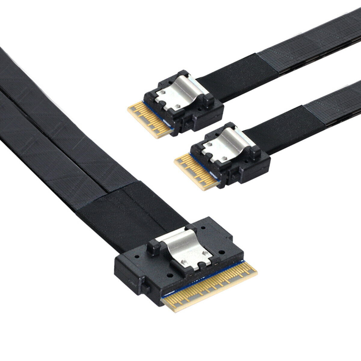 SFF-8654 8i 74 Pin to Dual 4i 38 Pin Slim 4.0 PCI-E Slimline SAS PCIE SSD Hard Drive Cable 0.5m