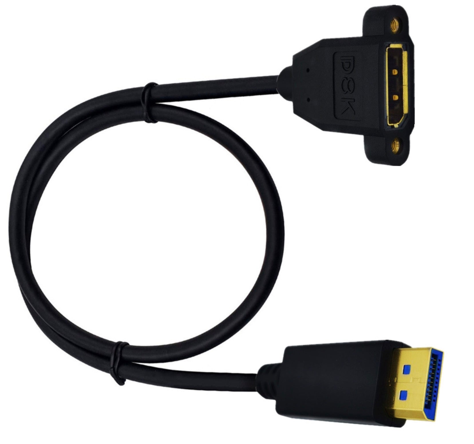 8K DisplayPort panel mount connector cable