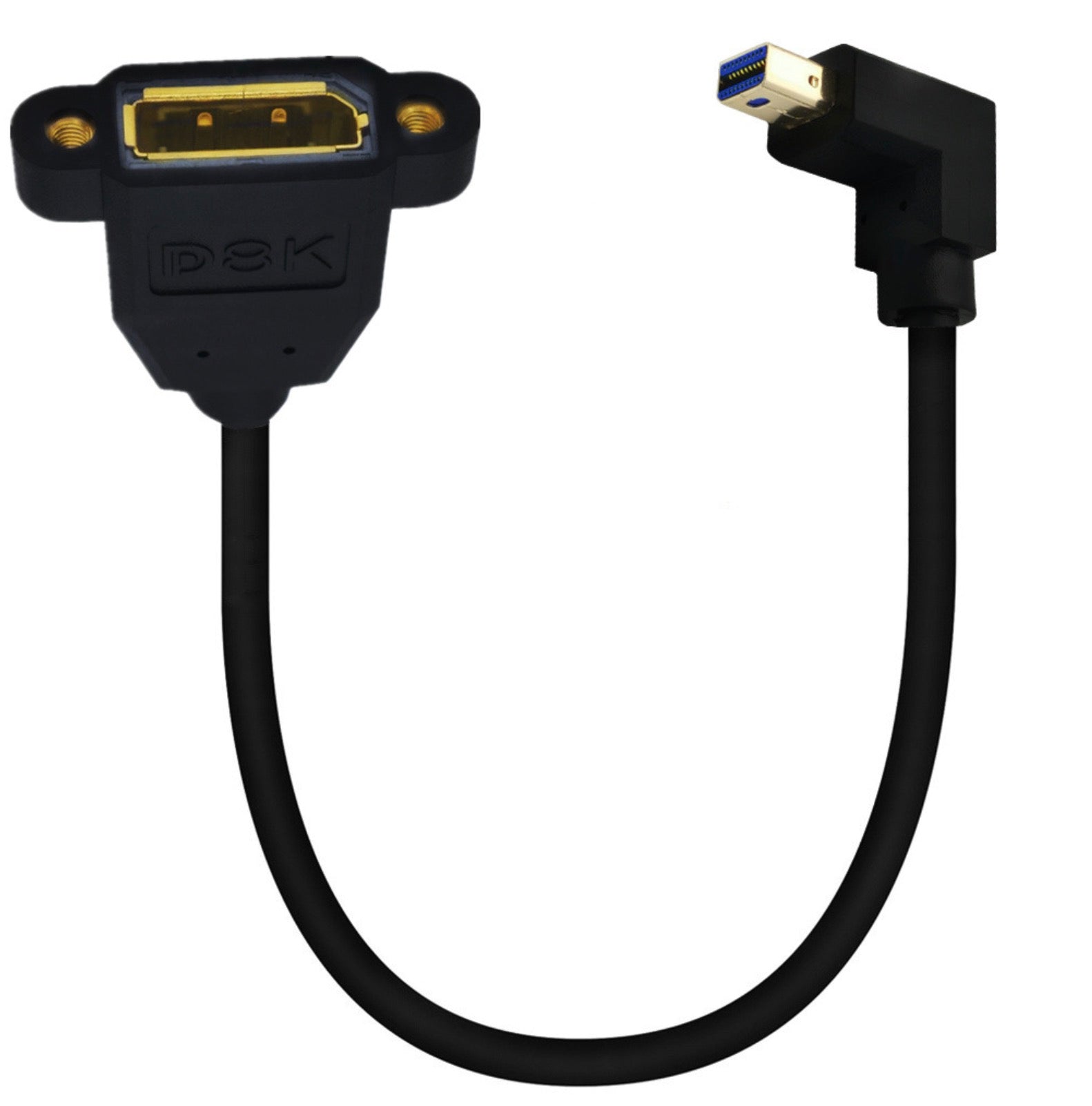8K Mini DisplayPort male to DisplayPort female panel mount cable