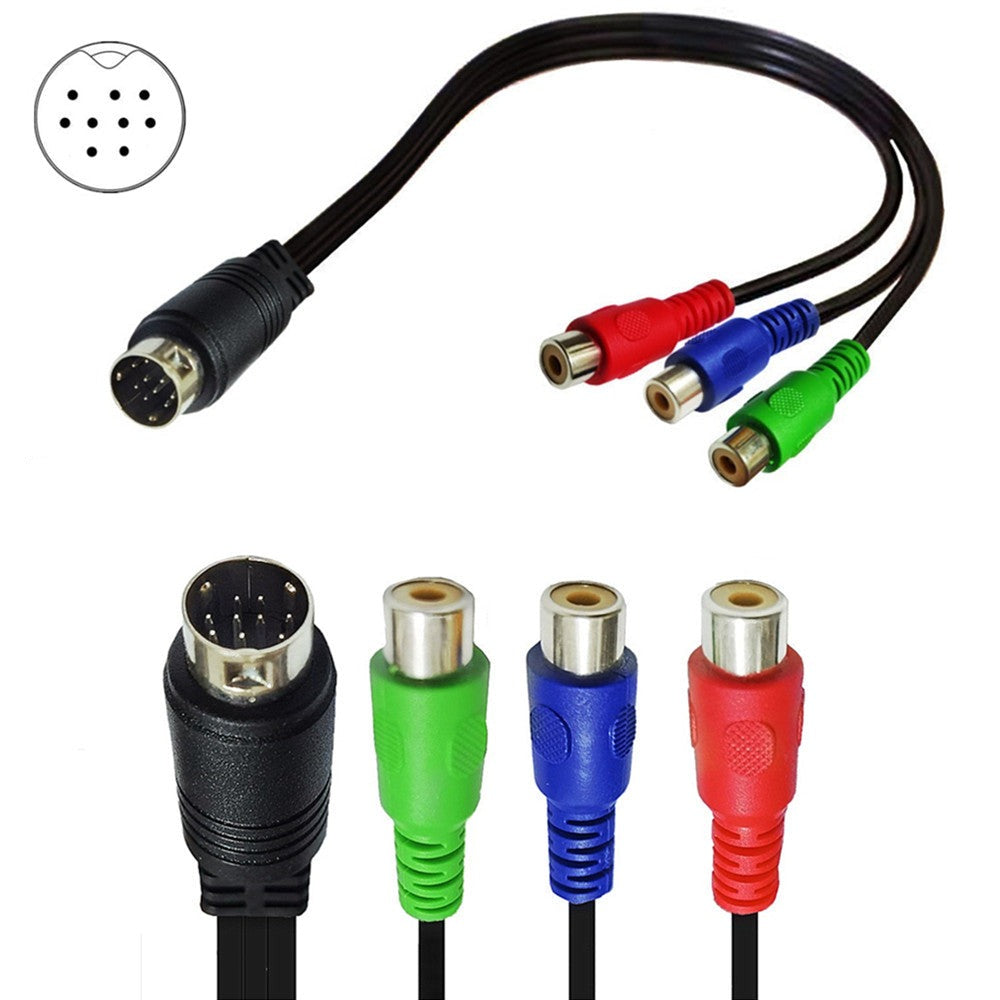 Applications for the 9-pin DIN to three RCA component adapter cable
