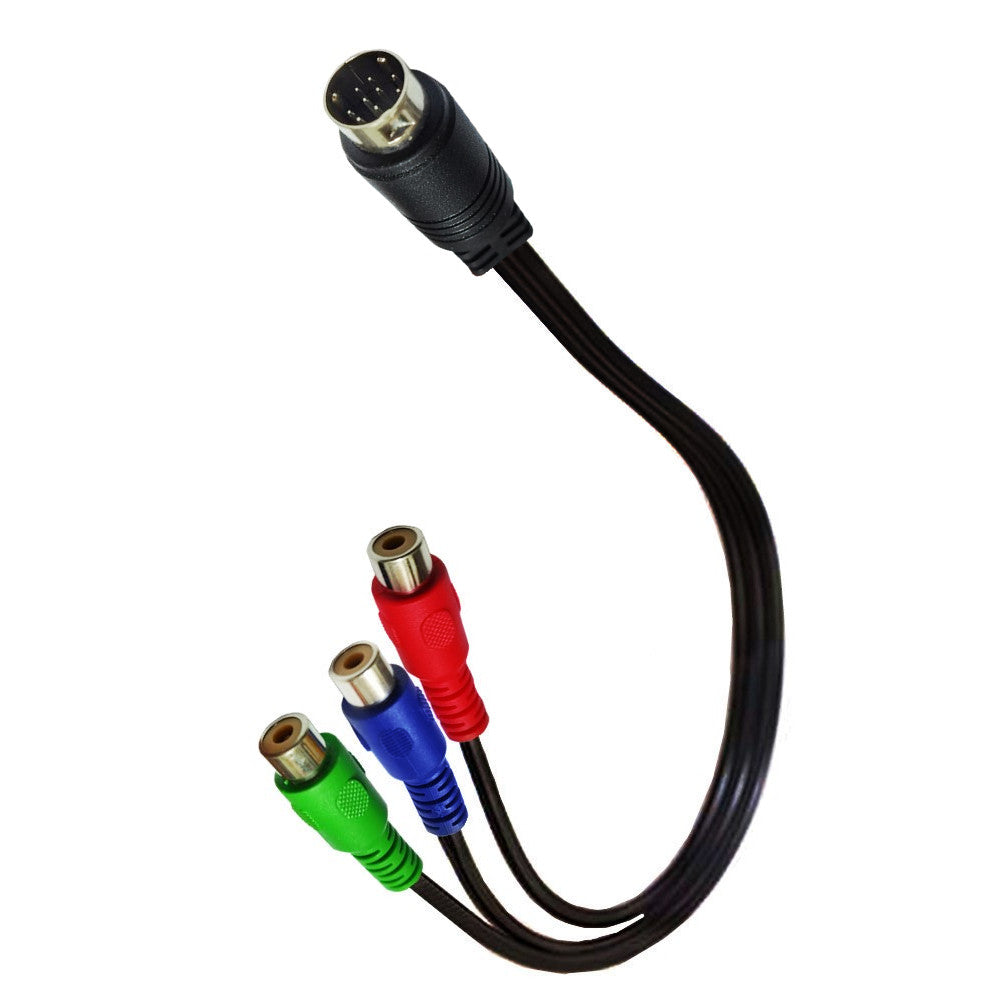 Flexible 9-pin S-Video to three RCA component female adapter cable