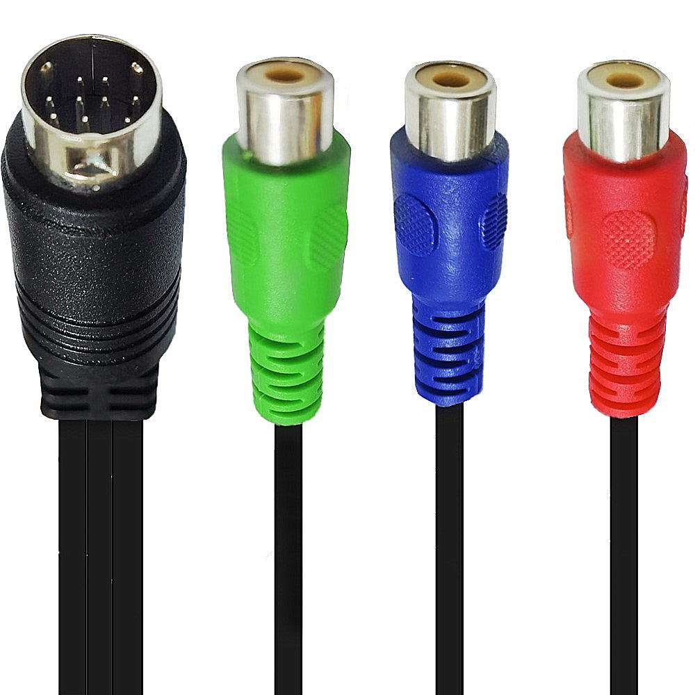 9-pin S-Video DIN male to three RCA component female adapter cable