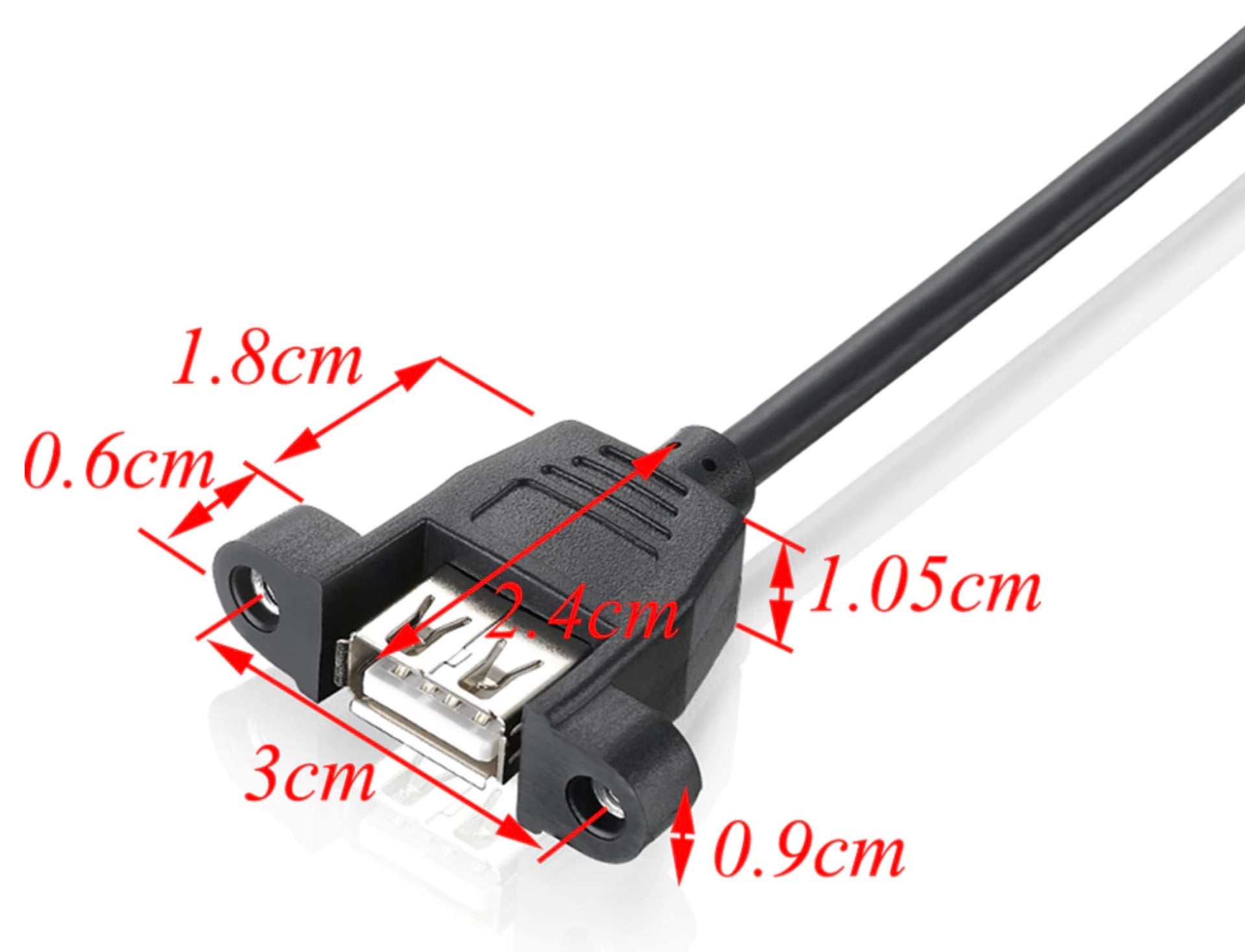 Dual USB 2.0 Female Panel Mount to 9 Pin Female Motherboard Cable