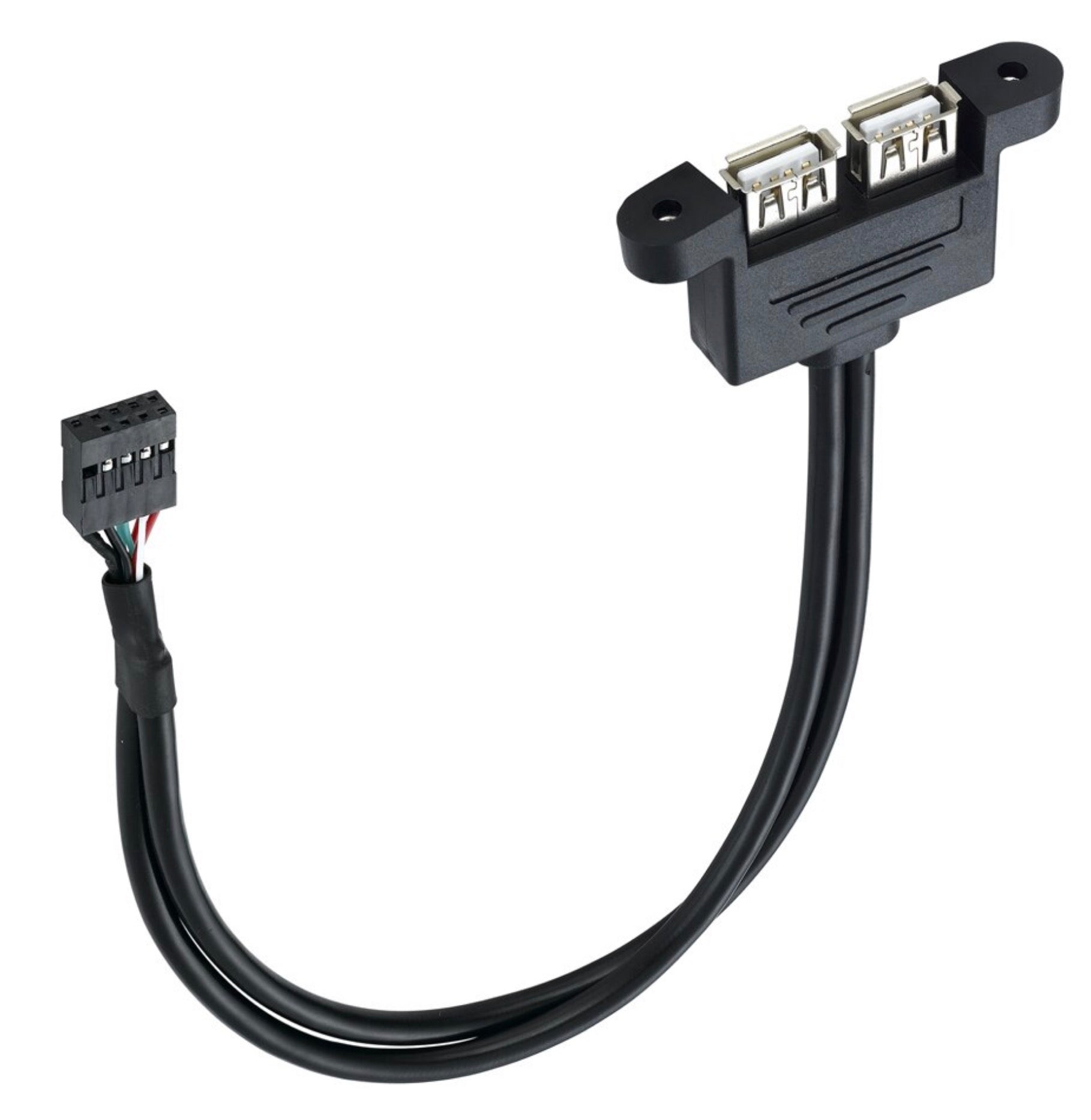 Motherboard 9Pin Header to Dual USB 2.0 Female Panel Mount Data Extension Cable