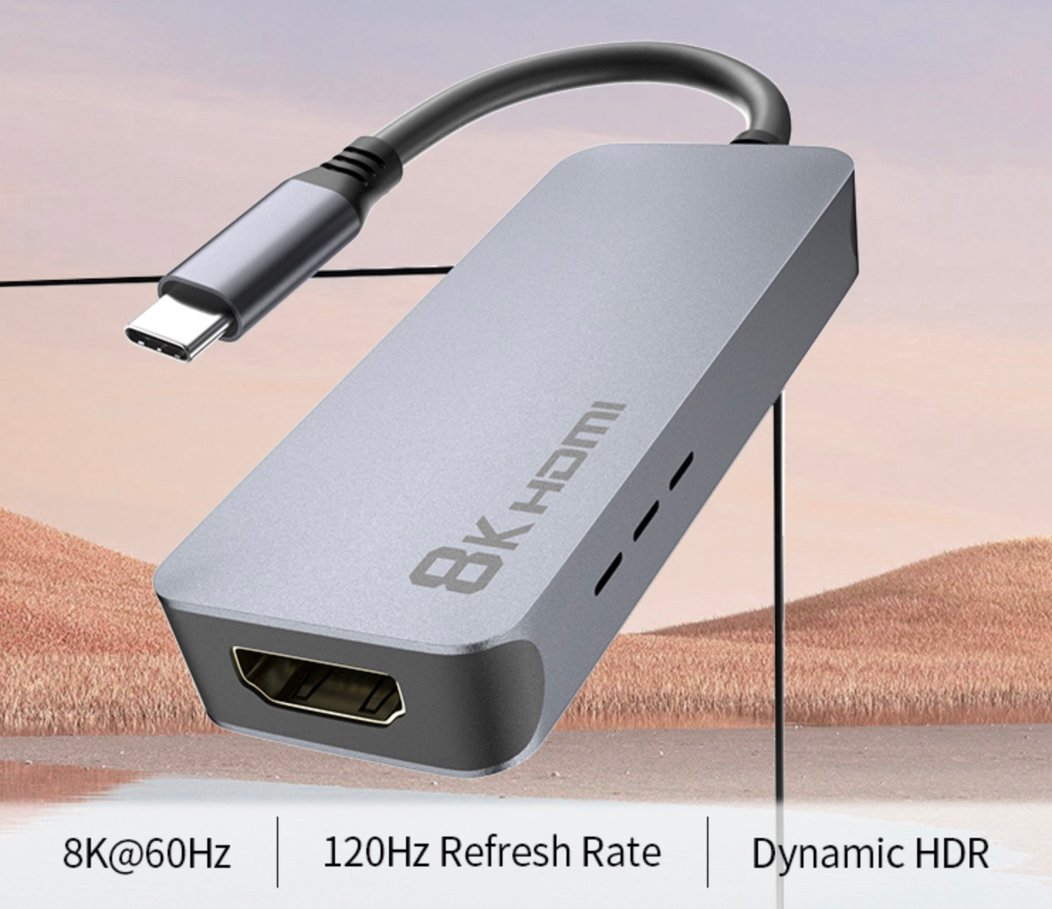 Adapter plugged into laptop showing 4K display output