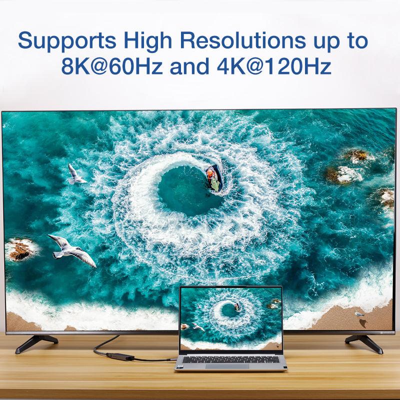 Adapter plugged into laptop showing 4K display 