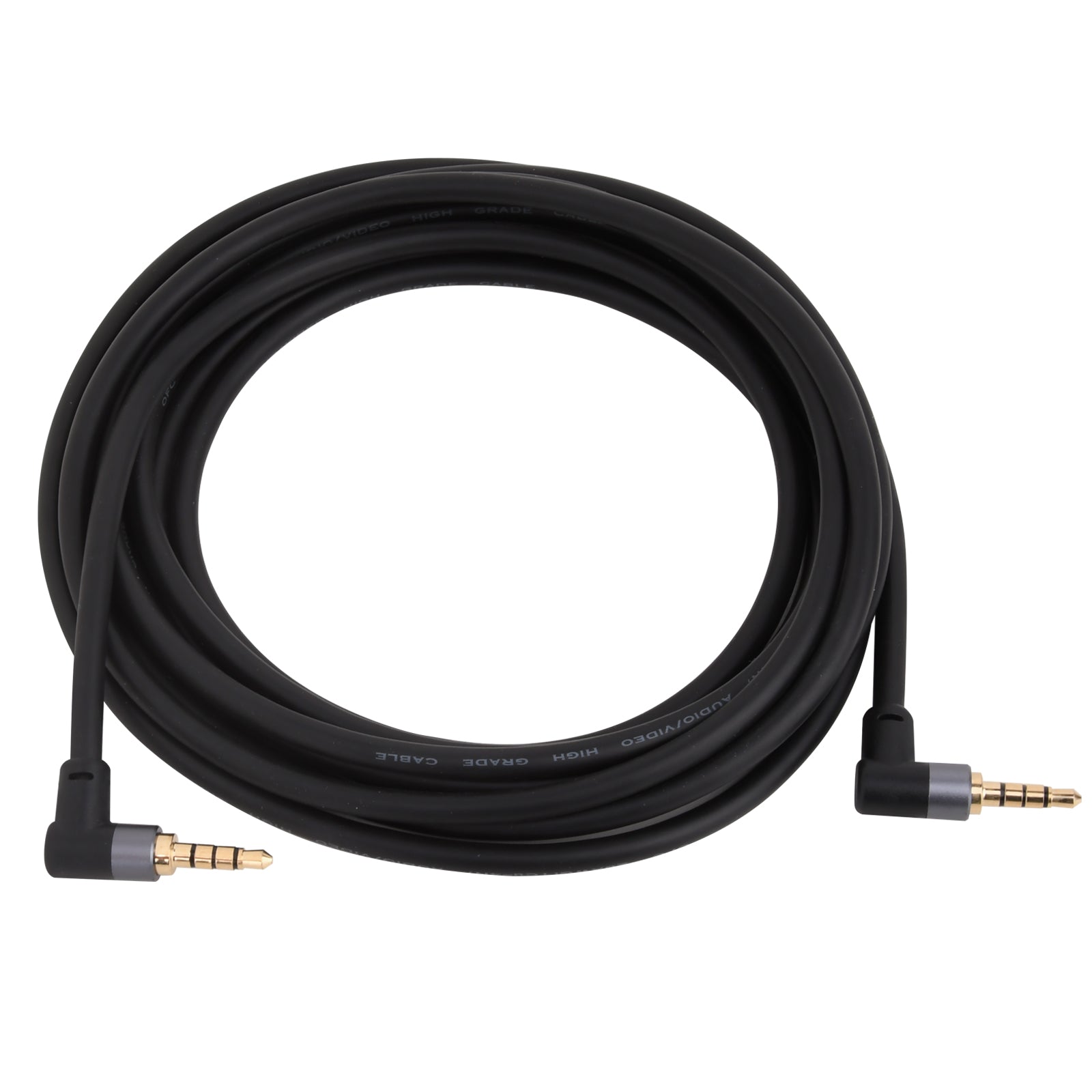 Angled 3.5mm AUX cable showing strain-relief design.