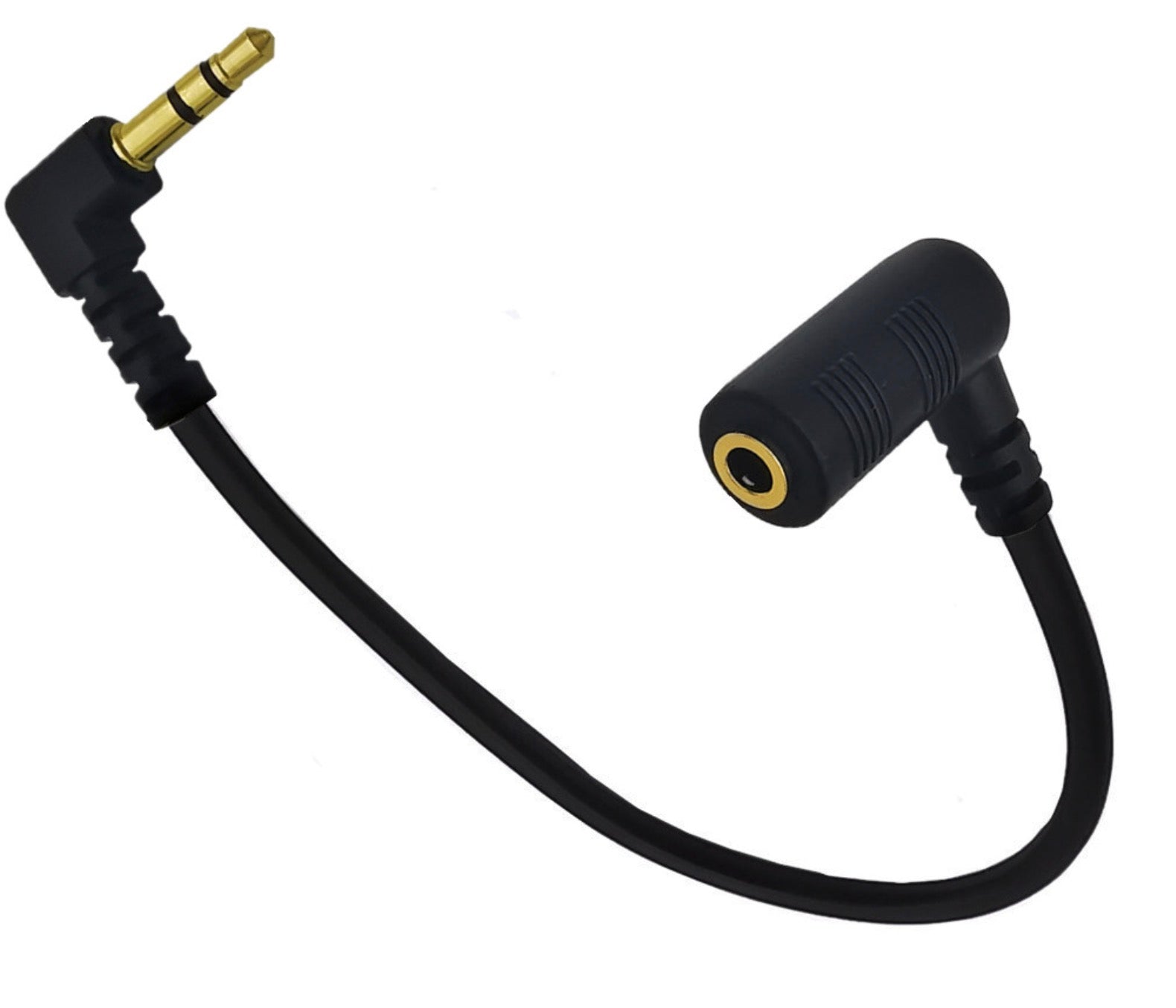 Angled 3.5mm AUX extension cable close up