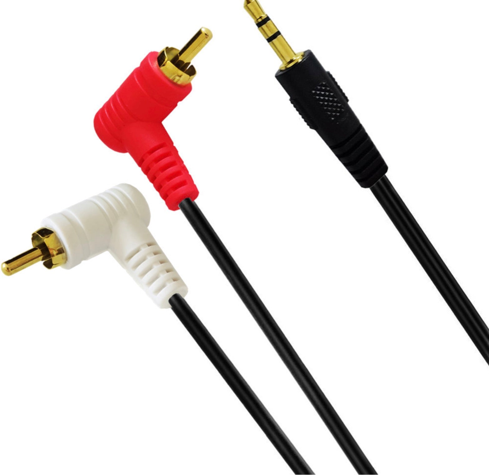 Angled RCA audio cable for tight installations